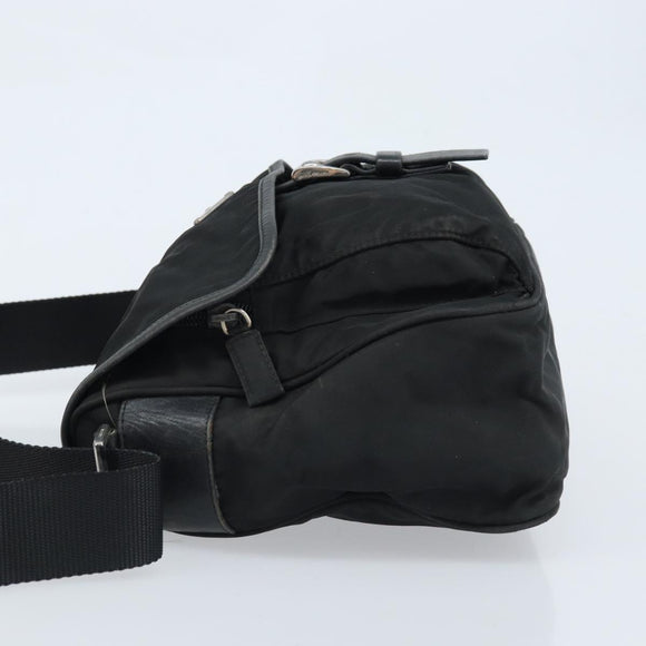 PRADA Shoulder Bag Nylon Black Silver Auth BSZ143