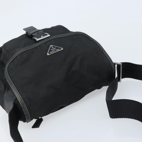 PRADA Shoulder Bag Nylon Black Silver Auth BSZ143
