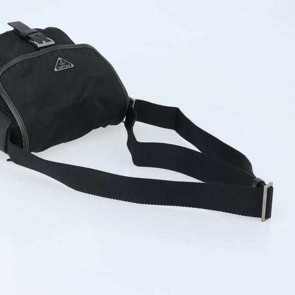 PRADA Shoulder Bag Nylon Black Silver Auth BSZ143