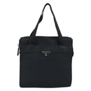 PRADA Hand Bag Nylon Black Silver Auth BSZ146-2