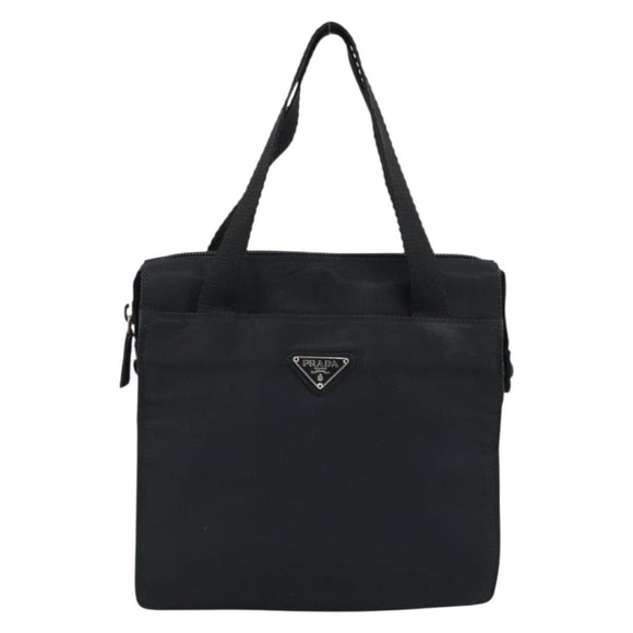 PRADA Hand Bag Nylon Black Silver Auth BSZ146