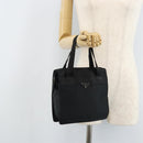 PRADA Hand Bag Nylon Black Silver Auth BSZ146-24
