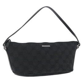 GUCCI GG Canvas Accessory Pouch Black Silver 07198 Auth BSZ147V