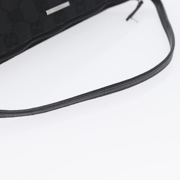 GUCCI GG Canvas Accessory Pouch Black Silver 07198 Auth BSZ147V