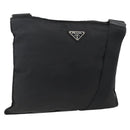 PRADA Schoudertas Nylon Zwart Zilver Auth BSZ154-1