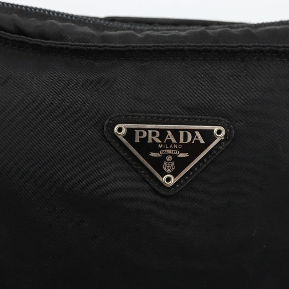 PRADA Schoudertas Nylon Zwart Zilver Auth BSZ154