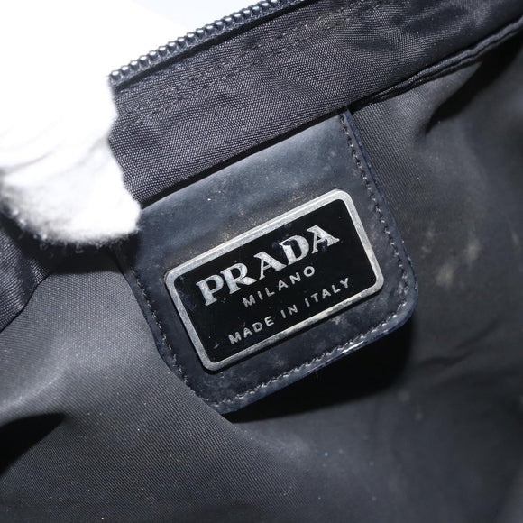 PRADA Schoudertas Nylon Zwart Zilver Auth BSZ154