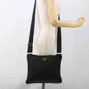 PRADA Schoudertas Nylon Zwart Zilver Auth BSZ154-22