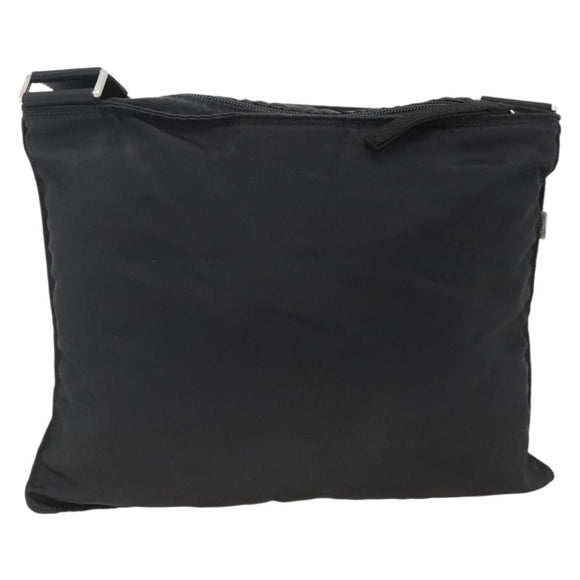 PRADA Schoudertas Nylon Zwart Zilver Auth BSZ154