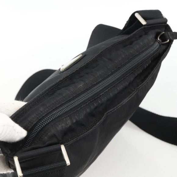 PRADA Schoudertas Nylon Zwart Zilver Auth BSZ154