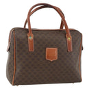CELINE Macadam Canvas Hand Bag PVC Leather Brown Gold Auth BSZ166-1