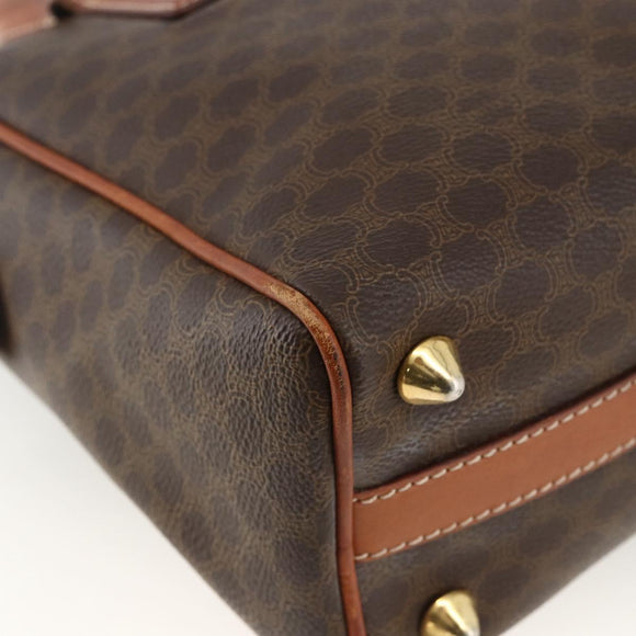 CELINE Macadam Canvas Hand Bag PVC Leather Brown Gold Auth BSZ166