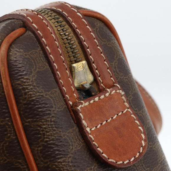CELINE Macadam Canvas Hand Bag PVC Leather Brown Gold Auth BSZ166