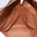 CELINE Macadam Canvas Hand Bag PVC Leather Brown Gold Auth BSZ166-16