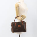 CELINE Macadam Canvas Hand Bag PVC Leather Brown Gold Auth BSZ166-21