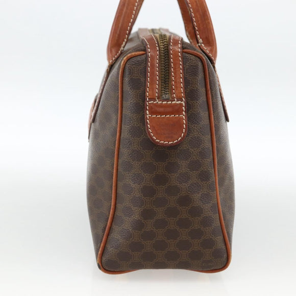 CELINE Macadam Canvas Hand Bag PVC Leather Brown Gold Auth BSZ166