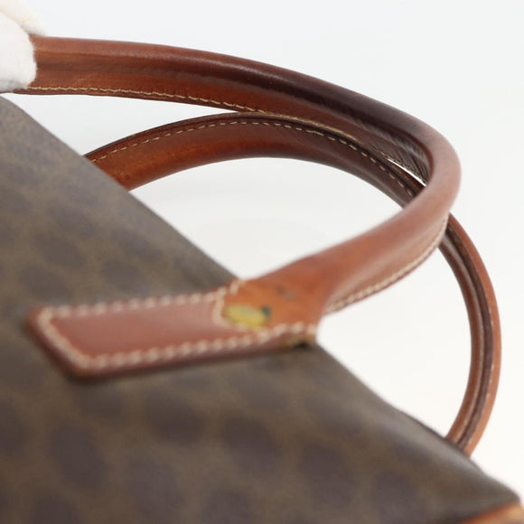CELINE Macadam Canvas Hand Bag PVC Leather Brown Gold Auth BSZ166