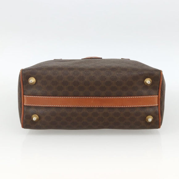 CELINE Macadam Canvas Hand Bag PVC Leather Brown Gold Auth BSZ166