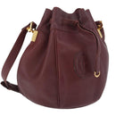 CARTIER Must Line Purse Shoulder Bag Leather Bordeaux Gold Auth BSZ168-1