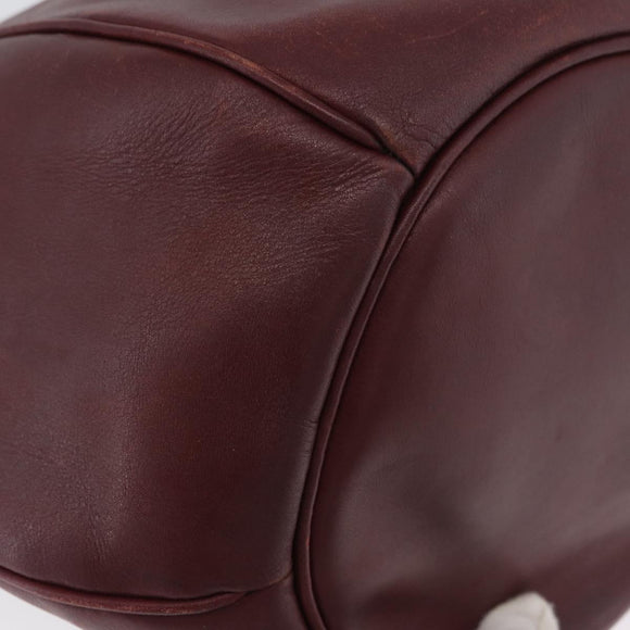 CARTIER Must Line Purse Shoulder Bag Leather Bordeaux Gold Auth BSZ168