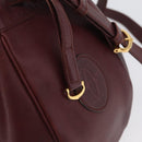 CARTIER Must Line Purse Shoulder Bag Leather Bordeaux Gold Auth BSZ168-15