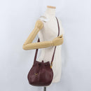 CARTIER Must Line Purse Shoulder Bag Leather Bordeaux Gold Auth BSZ168-21