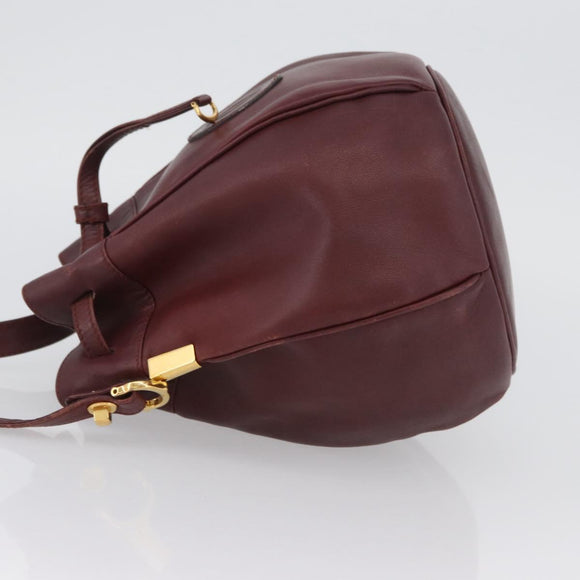 CARTIER Must Line Purse Shoulder Bag Leather Bordeaux Gold Auth BSZ168