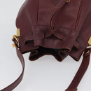 CARTIER Must Line Purse Shoulder Bag Leather Bordeaux Gold Auth BSZ168-6