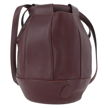 CARTIER Must Line Purse Shoulder Bag Leather Bordeaux Gold Auth BSZ170