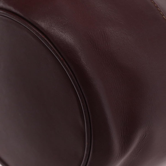 CARTIER Must Line Purse Shoulder Bag Leather Bordeaux Gold Auth BSZ170