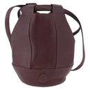 CARTIER Must Line Purse Shoulder Bag Leather Bordeaux Gold Auth BSZ170-2