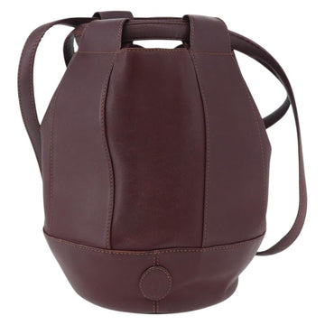 CARTIER Must Line Purse Shoulder Bag Leather Bordeaux Gold Auth BSZ170 - 0