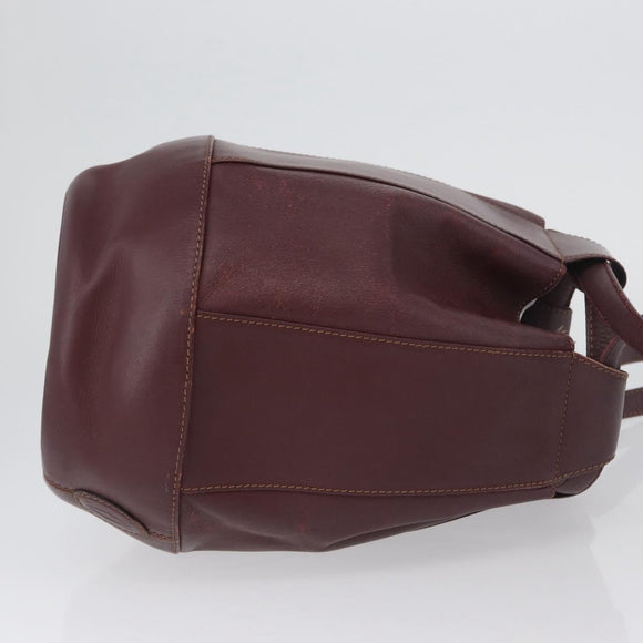 CARTIER Must Line Purse Shoulder Bag Leather Bordeaux Gold Auth BSZ170