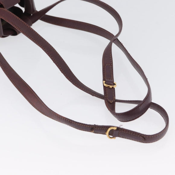 CARTIER Must Line Purse Shoulder Bag Leather Bordeaux Gold Auth BSZ170