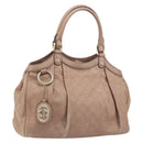 GUCCI GG Canvas Sookie Guccissima Hand Bag Leather Gold Pink 211944 Auth BSZ176-1