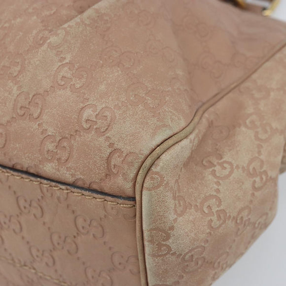 GUCCI GG Canvas Sookie Guccissima Hand Bag Leather Gold Pink 211944 Auth BSZ176
