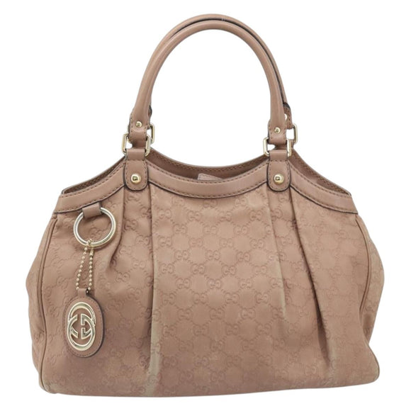 GUCCI GG Canvas Sookie Guccissima Hand Bag Leather Gold Pink 211944 Auth BSZ176