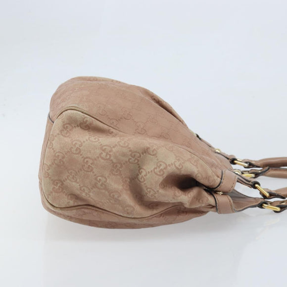 GUCCI GG Canvas Sookie Guccissima Hand Bag Leather Gold Pink 211944 Auth BSZ176