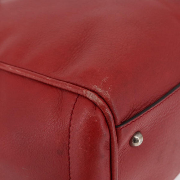 LOEWE Heritage Tote Bag Leather Red Silver Auth BSZ189