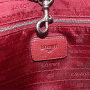 LOEWE Heritage Tote Bag Leather Red Silver Auth BSZ189-17