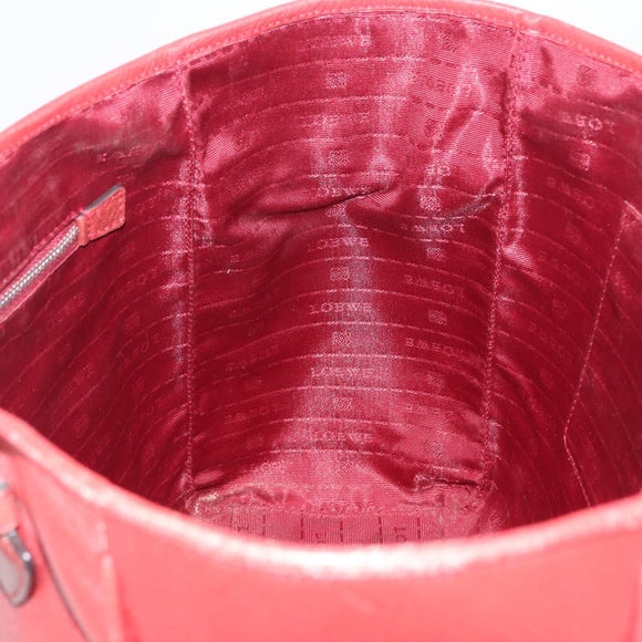LOEWE Heritage Tote Bag Leather Red Silver Auth BSZ189