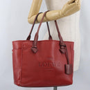 LOEWE Heritage Tote Bag Leather Red Silver Auth BSZ189-22