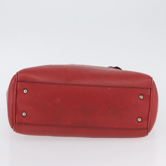 LOEWE Heritage Tote Bag Leather Red Silver Auth BSZ189