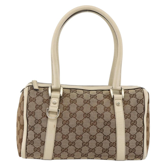GUCCI GG Canvas Hand Bag Beige Gold 130942 Auth BSZ194