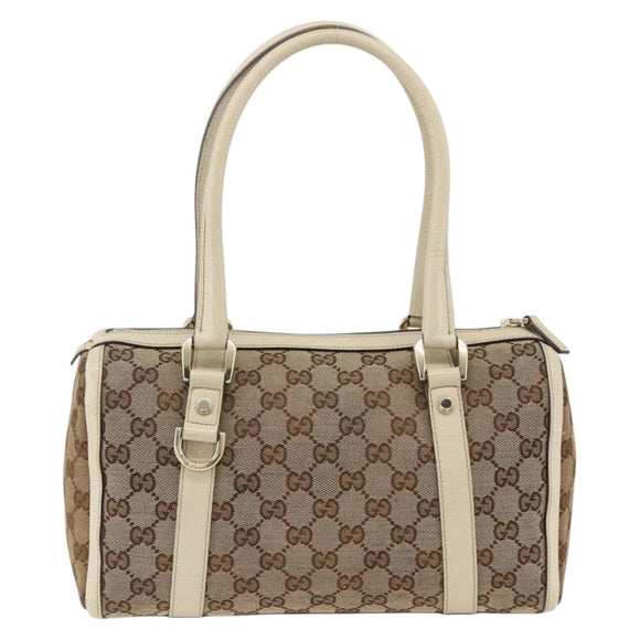 GUCCI GG Canvas Hand Bag Beige Gold 130942 Auth BSZ194
