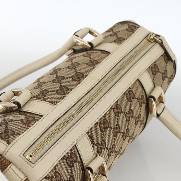 GUCCI GG Canvas Hand Bag Beige Gold 130942 Auth BSZ194