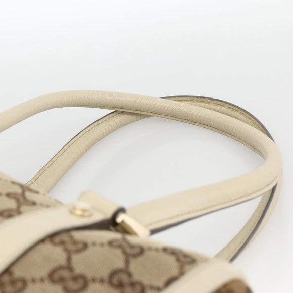 GUCCI GG Canvas Hand Bag Beige Gold 130942 Auth BSZ194