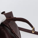 CARTIER Must Line Purse Shoulder Bag Leather Bordeaux Gold Auth BSZ197-14