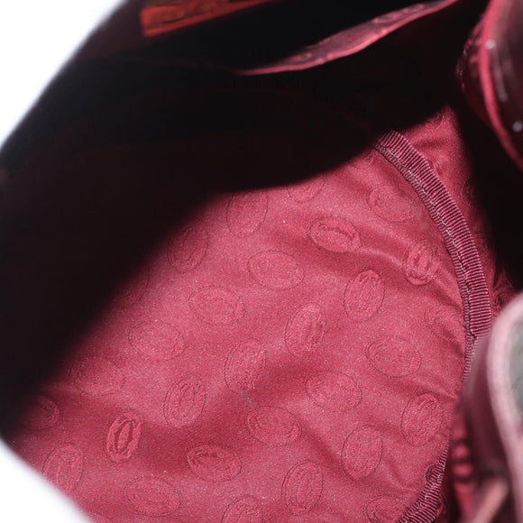 CARTIER Must Line Purse Shoulder Bag Leather Bordeaux Gold Auth BSZ197
