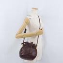 CARTIER Must Line Purse Shoulder Bag Leather Bordeaux Gold Auth BSZ197-20